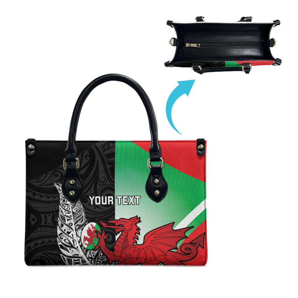New Zealand and Wales Rugby Custom Leather Bag Aotearoa All Black Combine Welsh Dragon LT14 - Polynesian Pride