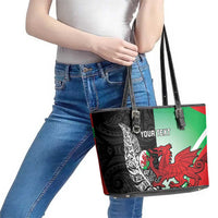 New Zealand and Wales Rugby Custom Leather Tote Bag Aotearoa All Black Combine Welsh Dragon LT14 - Polynesian Pride