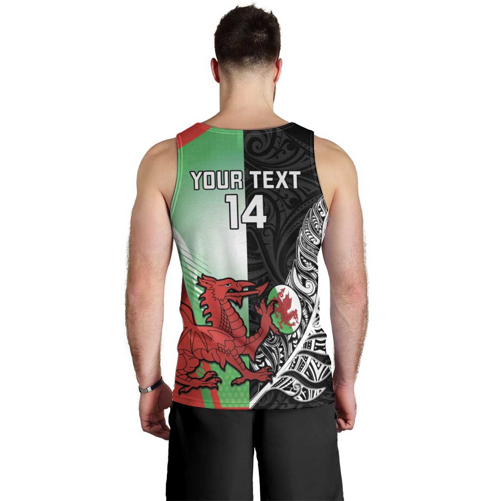 New Zealand and Wales Rugby Custom Men Tank Top Aotearoa All Black Combine Welsh Dragon LT14 - Polynesian Pride