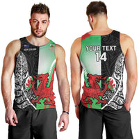 New Zealand and Wales Rugby Custom Men Tank Top Aotearoa All Black Combine Welsh Dragon LT14 - Polynesian Pride
