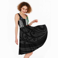 New Zealand and Wales Rugby Custom Midi Dress Aotearoa All Black Combine Welsh Dragon LT14 - Polynesian Pride