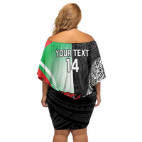 New Zealand and Wales Rugby Custom Off Shoulder Short Dress Aotearoa All Black Combine Welsh Dragon LT14 - Polynesian Pride