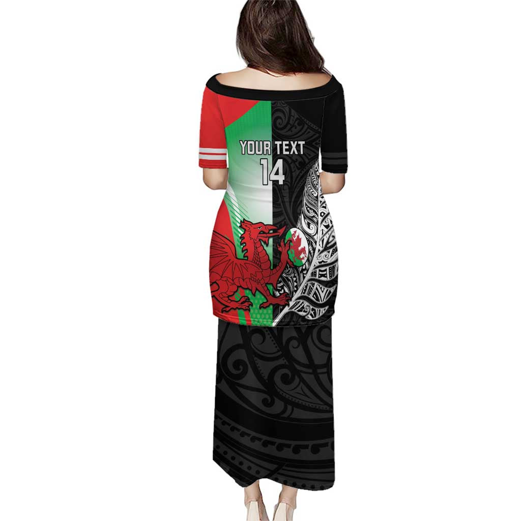 New Zealand and Wales Rugby Custom Puletasi Aotearoa All Black Combine Welsh Dragon LT14 - Polynesian Pride
