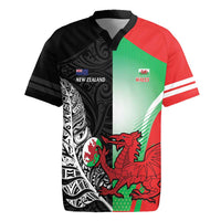 New Zealand and Wales Rugby Custom Rugby Jersey Aotearoa All Black Combine Welsh Dragon LT14 Black - Polynesian Pride