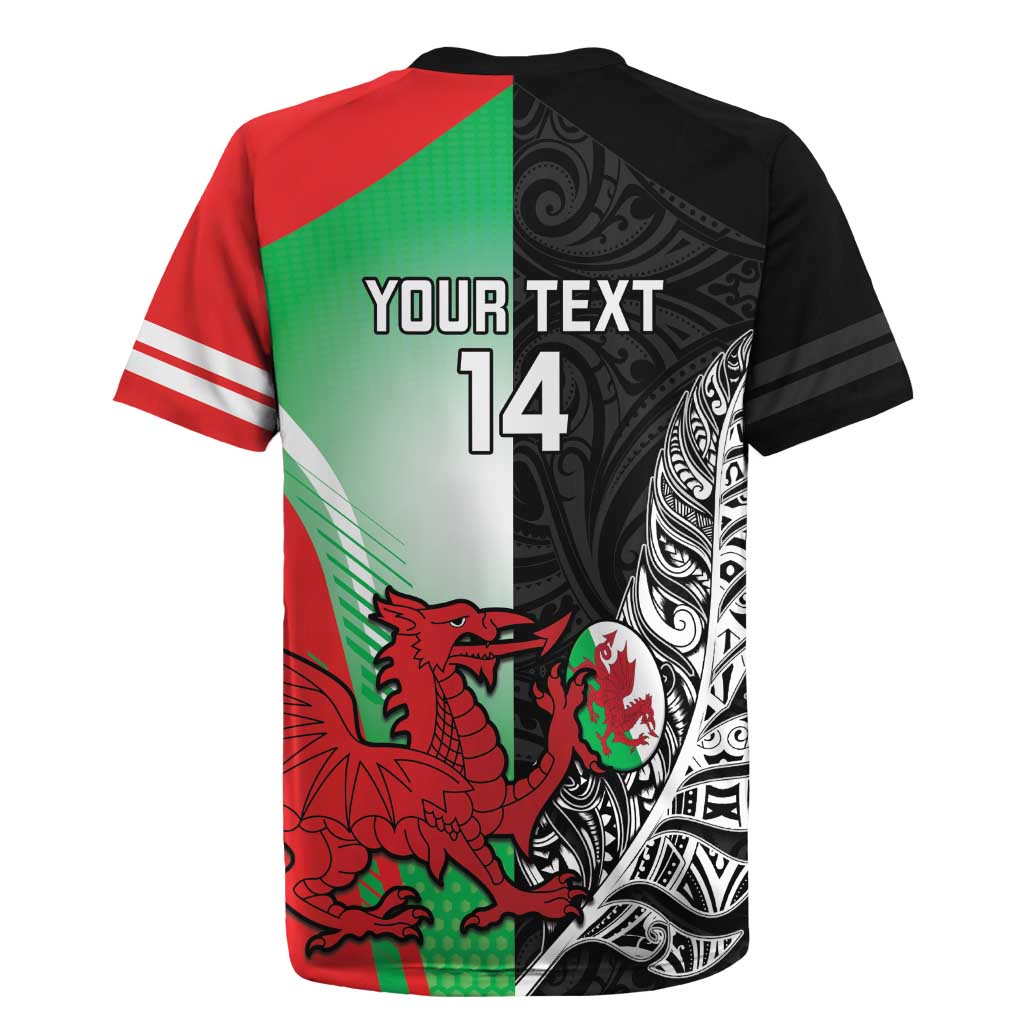 New Zealand and Wales Rugby Custom Rugby Jersey Aotearoa All Black Combine Welsh Dragon LT14 - Polynesian Pride