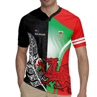 New Zealand and Wales Rugby Custom Rugby Jersey Aotearoa All Black Combine Welsh Dragon LT14 - Polynesian Pride