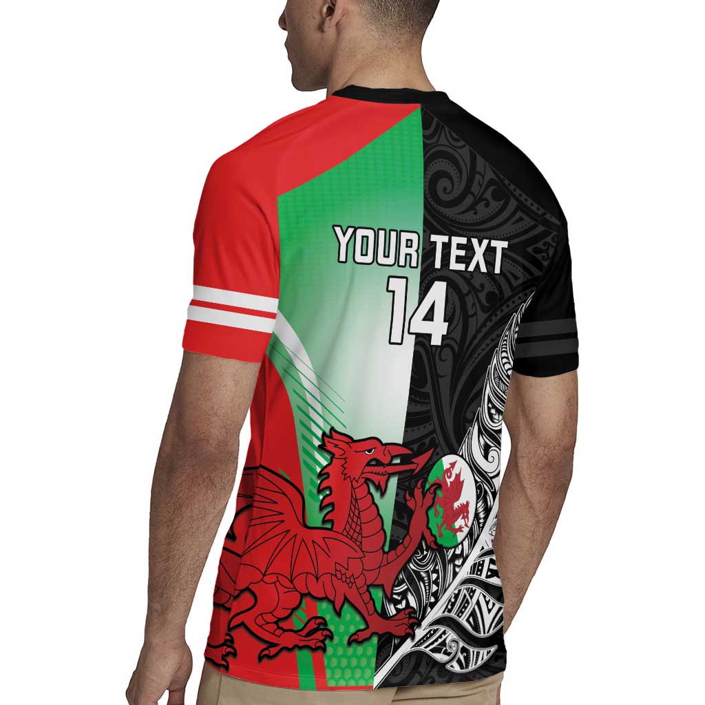 New Zealand and Wales Rugby Custom Rugby Jersey Aotearoa All Black Combine Welsh Dragon LT14 - Polynesian Pride