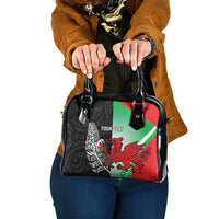New Zealand and Wales Rugby Custom Shoulder Handbag Aotearoa All Black Combine Welsh Dragon LT14 One Size Black - Polynesian Pride