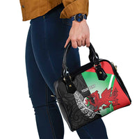 New Zealand and Wales Rugby Custom Shoulder Handbag Aotearoa All Black Combine Welsh Dragon LT14 - Polynesian Pride