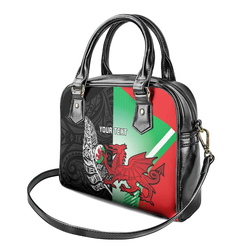 New Zealand and Wales Rugby Custom Shoulder Handbag Aotearoa All Black Combine Welsh Dragon LT14 - Polynesian Pride