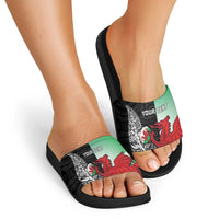 New Zealand and Wales Rugby Custom Slide Sandals Aotearoa All Black Combine Welsh Dragon LT14 - Polynesian Pride