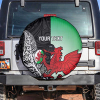 New Zealand and Wales Rugby Custom Spare Tire Cover Aotearoa All Black Combine Welsh Dragon LT14 Black - Polynesian Pride