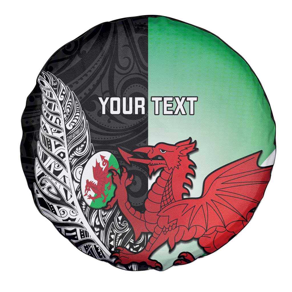 New Zealand and Wales Rugby Custom Spare Tire Cover Aotearoa All Black Combine Welsh Dragon LT14 - Polynesian Pride