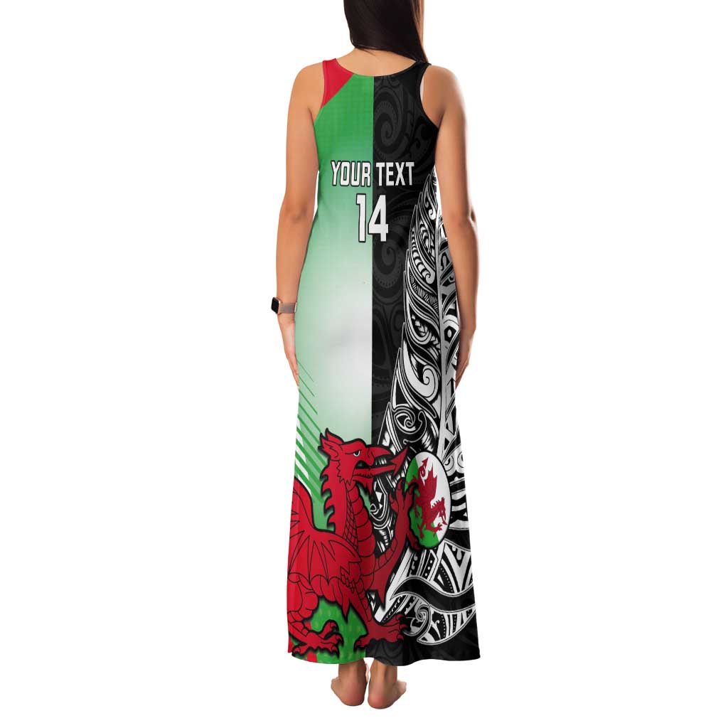 New Zealand and Wales Rugby Custom Tank Maxi Dress Aotearoa All Black Combine Welsh Dragon LT14 - Polynesian Pride