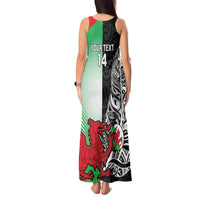 New Zealand and Wales Rugby Custom Tank Maxi Dress Aotearoa All Black Combine Welsh Dragon LT14 - Polynesian Pride