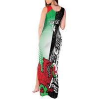 New Zealand and Wales Rugby Custom Tank Maxi Dress Aotearoa All Black Combine Welsh Dragon LT14 - Polynesian Pride