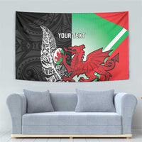 New Zealand and Wales Rugby Custom Tapestry Aotearoa All Black Combine Welsh Dragon LT14 - Polynesian Pride