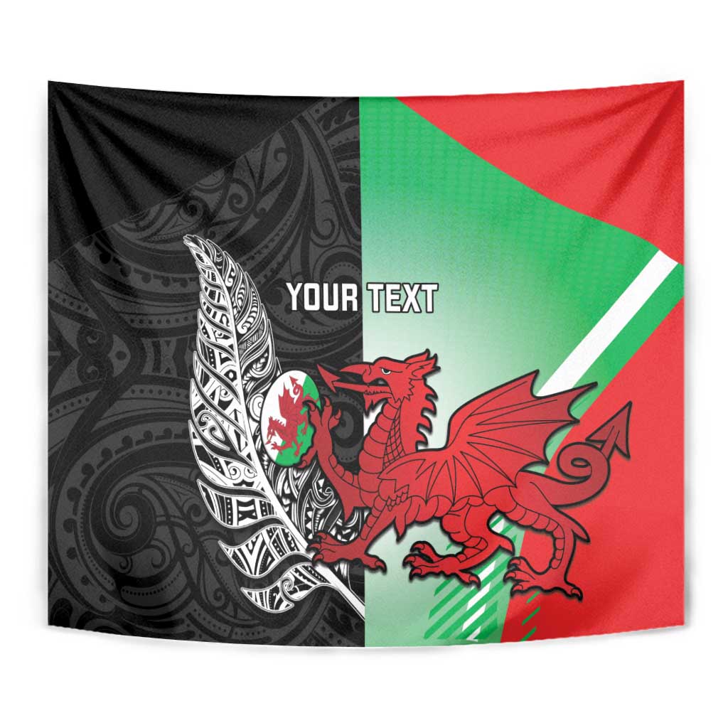 New Zealand and Wales Rugby Custom Tapestry Aotearoa All Black Combine Welsh Dragon LT14 - Polynesian Pride