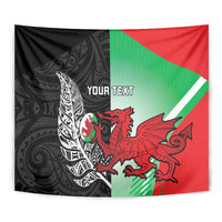 New Zealand and Wales Rugby Custom Tapestry Aotearoa All Black Combine Welsh Dragon LT14 - Polynesian Pride