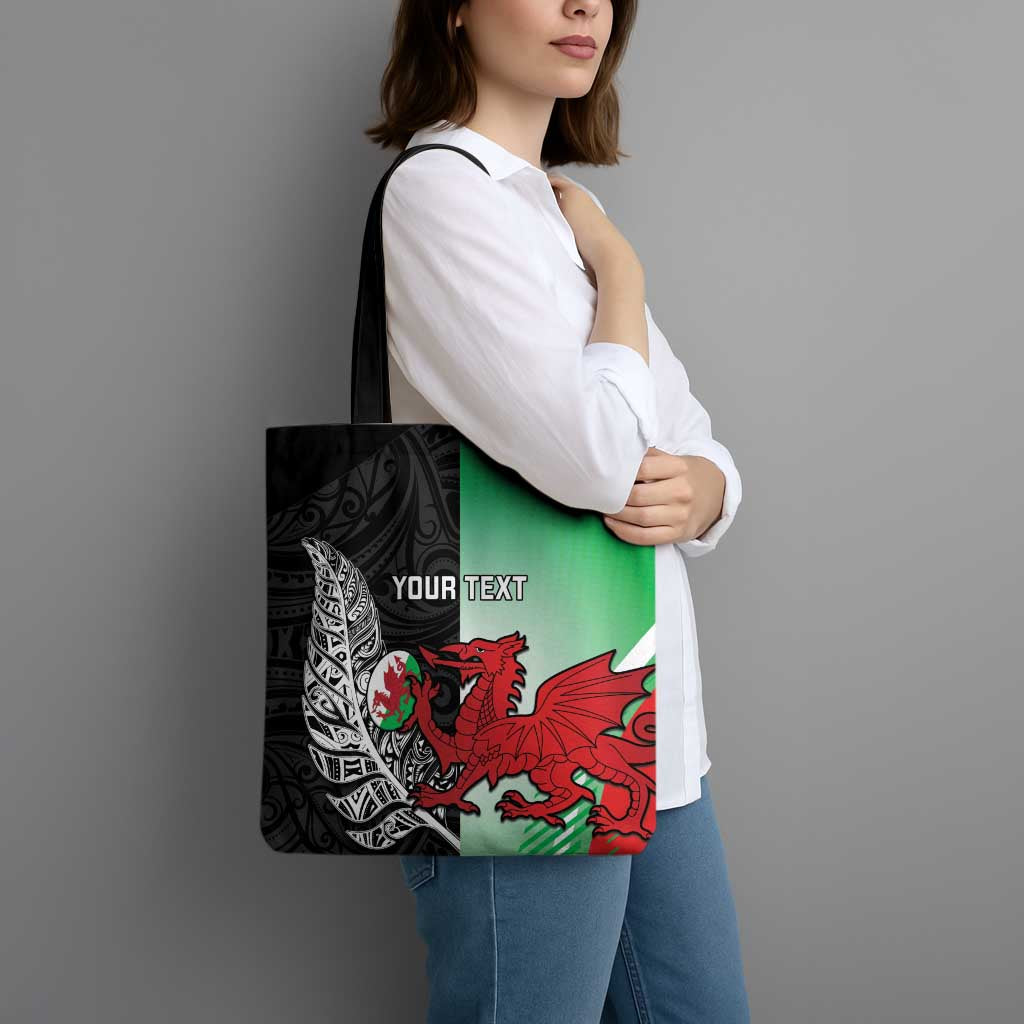 New Zealand and Wales Rugby Custom Tote Bag Aotearoa All Black Combine Welsh Dragon LT14 - Polynesian Pride