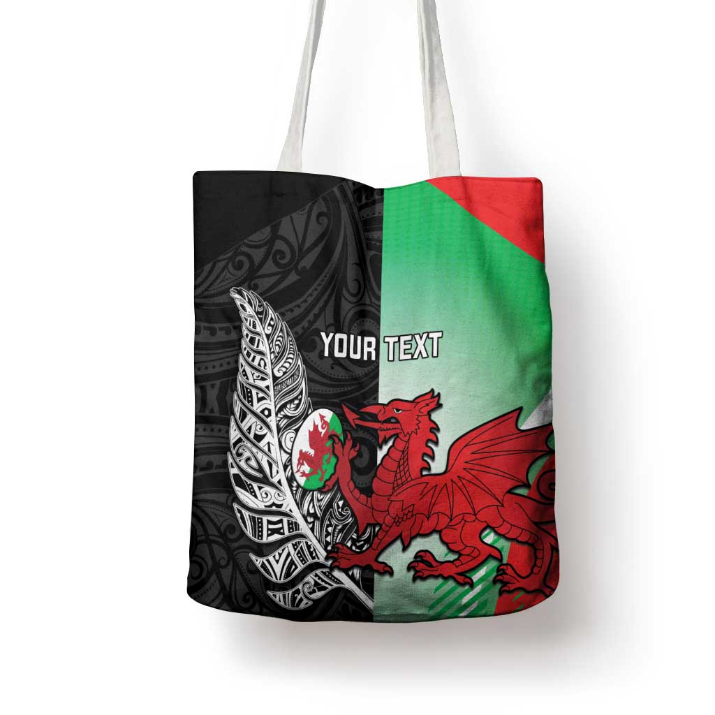 New Zealand and Wales Rugby Custom Tote Bag Aotearoa All Black Combine Welsh Dragon LT14 - Polynesian Pride