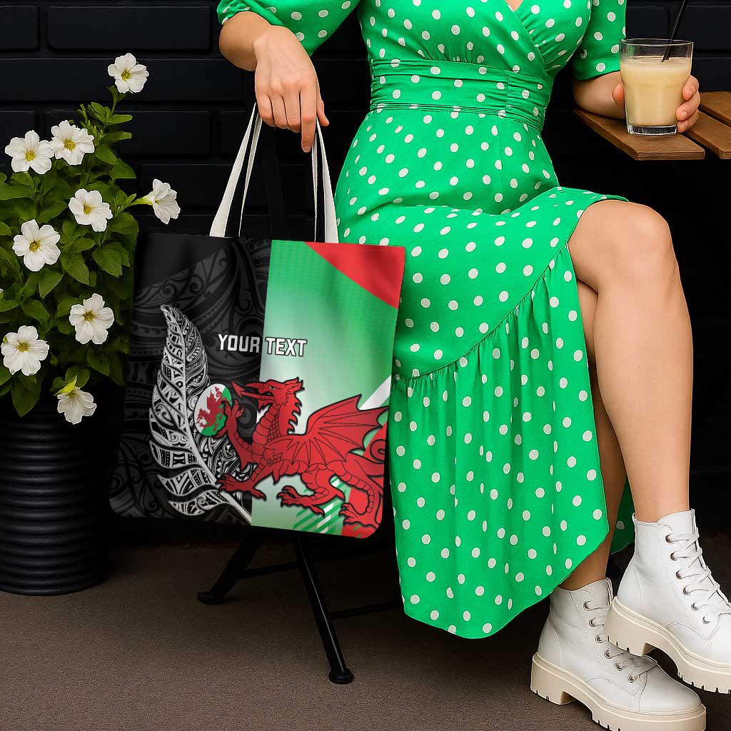 New Zealand and Wales Rugby Custom Tote Bag Aotearoa All Black Combine Welsh Dragon LT14 - Polynesian Pride
