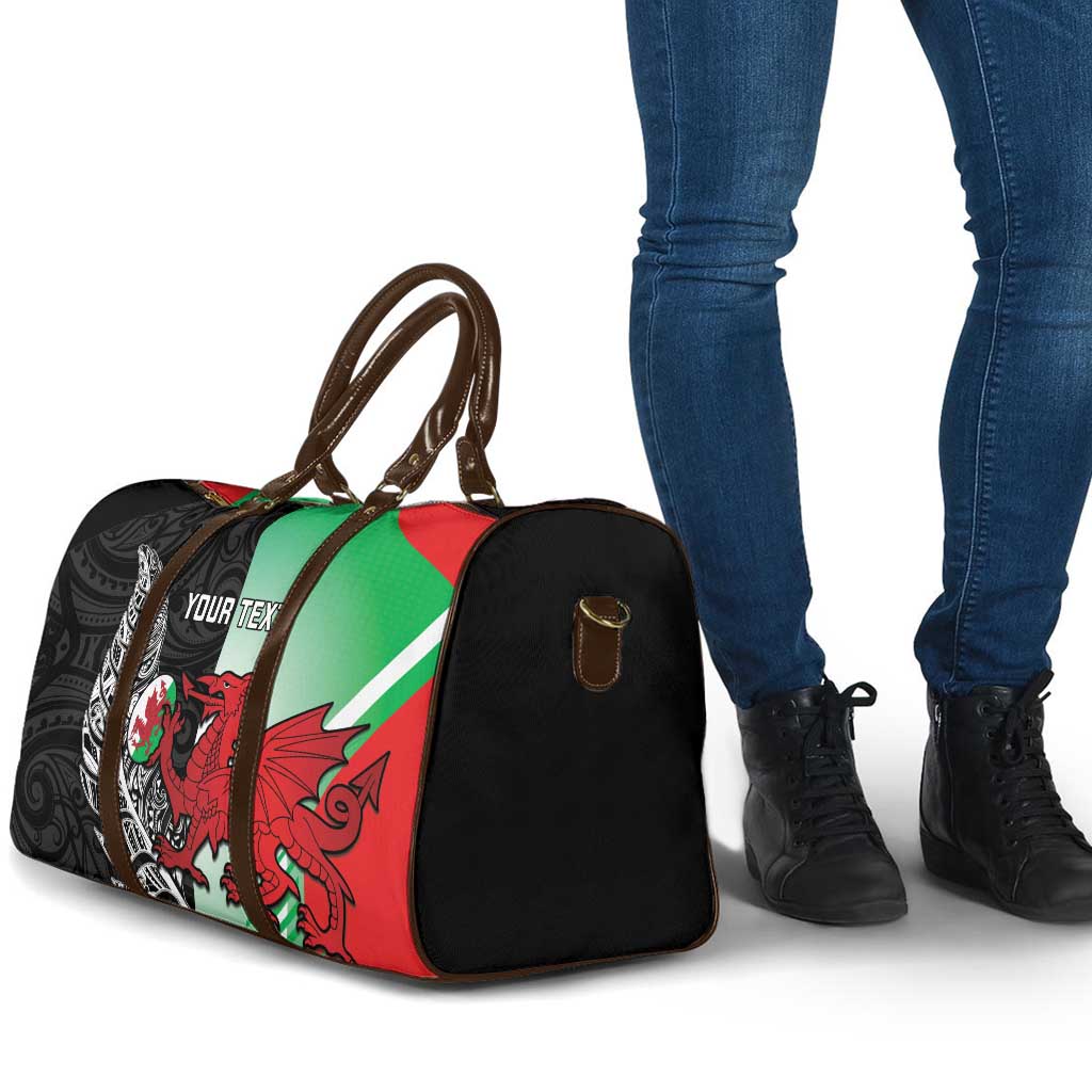 New Zealand and Wales Rugby Custom Travel Bag Aotearoa All Black Combine Welsh Dragon LT14 - Polynesian Pride