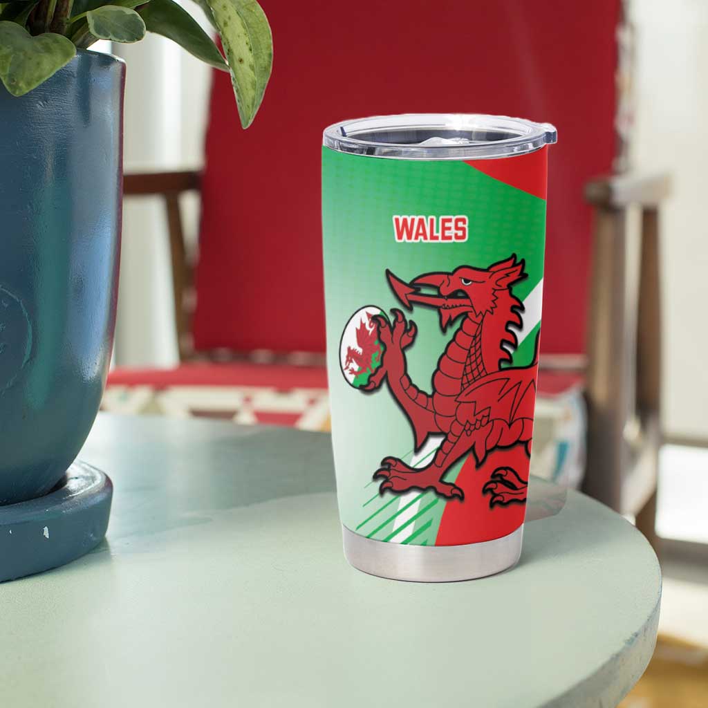 New Zealand and Wales Rugby Custom Tumbler Cup Aotearoa All Black Combine Welsh Dragon LT14 - Polynesian Pride