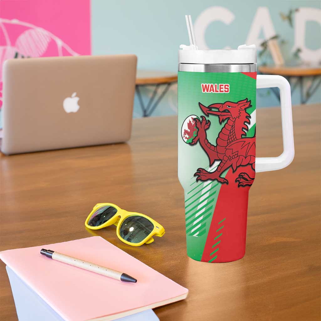 New Zealand and Wales Rugby Custom Tumbler With Handle Aotearoa All Black Combine Welsh Dragon LT14 - Polynesian Pride