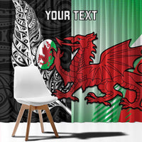 New Zealand and Wales Rugby Custom Window Curtain Aotearoa All Black Combine Welsh Dragon LT14 - Polynesian Pride