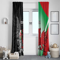 New Zealand and Wales Rugby Custom Window Curtain Aotearoa All Black Combine Welsh Dragon LT14 - Polynesian Pride