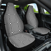 Black White Filipino Binakol Motifs Car Seat Cover Mabuhay Philippines Festival Kusikus Pattern LT14 One Size Black - Polynesian Pride