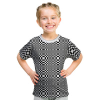 Black White Filipino Binakol Motifs Kid T Shirt Mabuhay Philippines Festival Kusikus Pattern LT14 Black - Polynesian Pride
