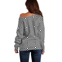 Black White Filipino Binakol Motifs Off Shoulder Sweater Mabuhay Philippines Festival Kusikus Pattern LT14 - Polynesian Pride