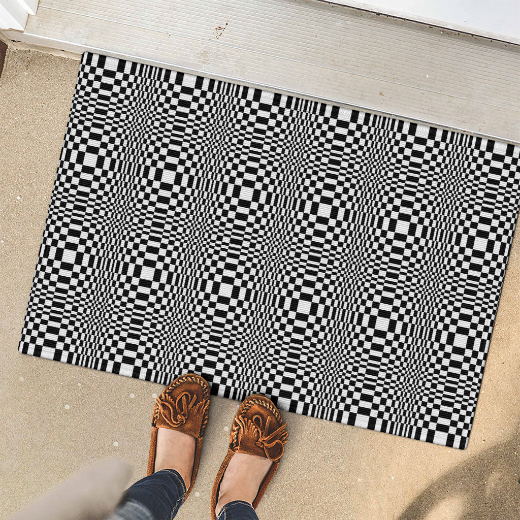 Black White Filipino Binakol Motifs Rubber Doormat Mabuhay Philippines Festival Kusikus Pattern LT14 - Polynesian Pride