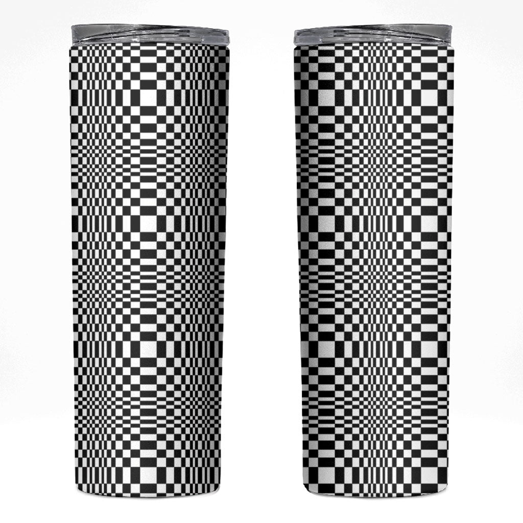 Black White Filipino Binakol Motifs Skinny Tumbler Mabuhay Philippines Festival Kusikus Pattern LT14 Black - Polynesian Pride