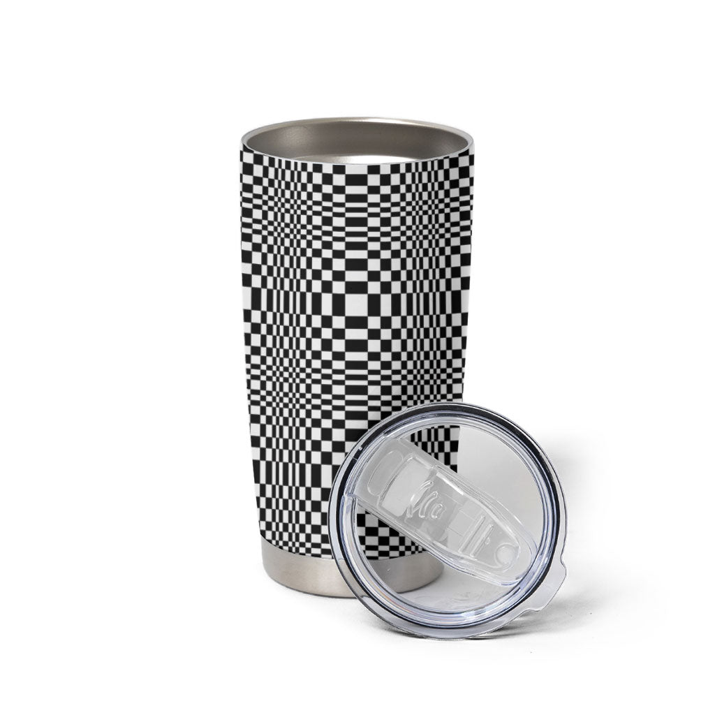 Black White Filipino Binakol Motifs Tumbler Cup Mabuhay Philippines Festival Kusikus Pattern LT14 - Polynesian Pride