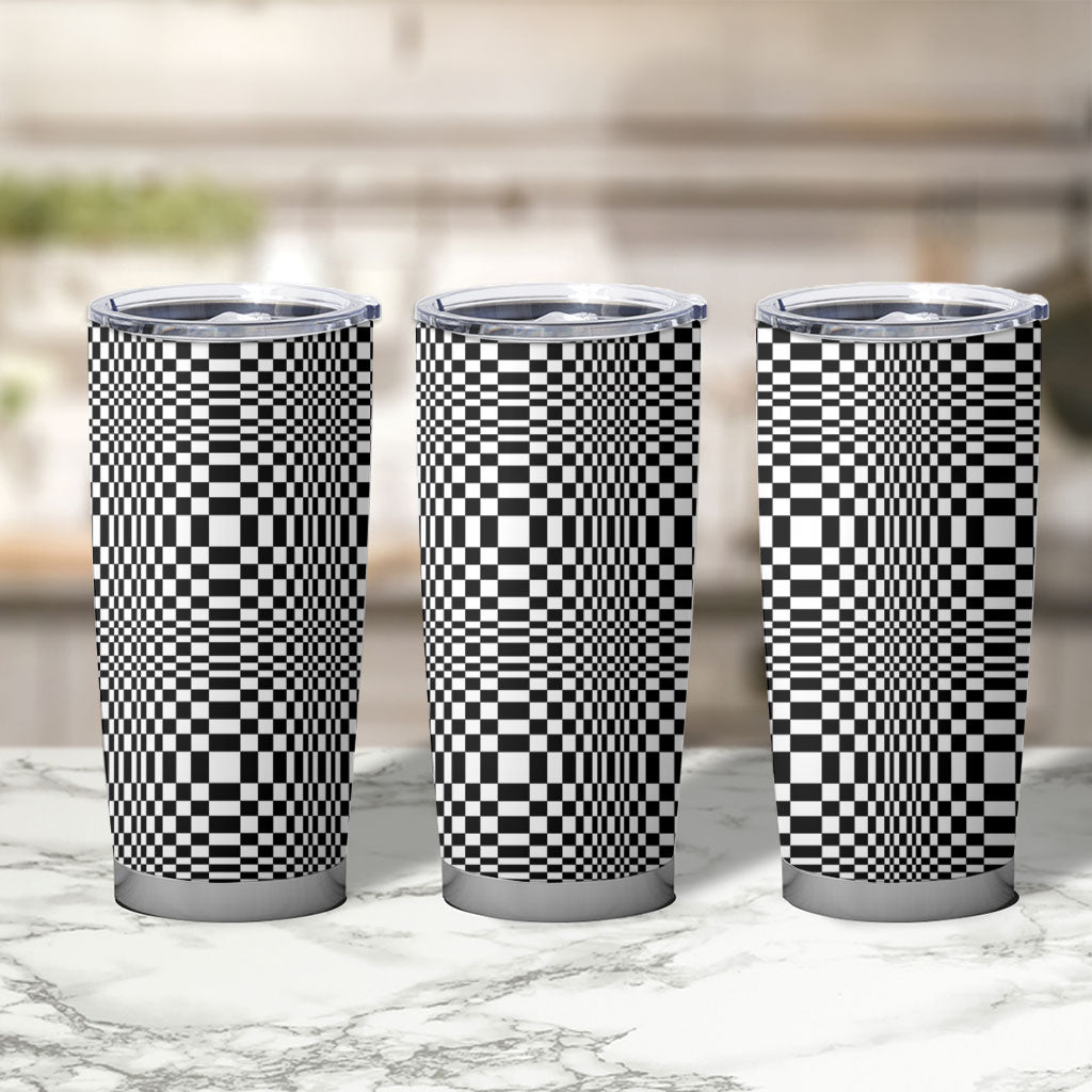 Black White Filipino Binakol Motifs Tumbler Cup Mabuhay Philippines Festival Kusikus Pattern LT14 - Polynesian Pride