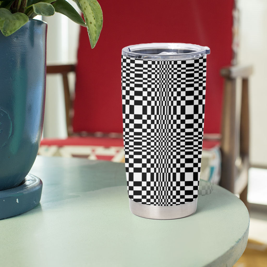 Black White Filipino Binakol Motifs Tumbler Cup Mabuhay Philippines Festival Kusikus Pattern LT14 - Polynesian Pride