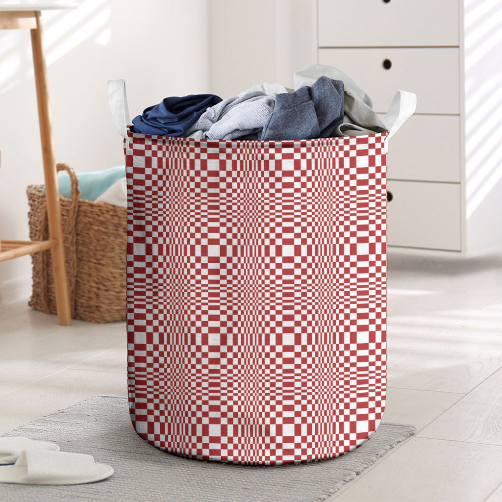 Red White Filipino Binakol Motifs Laundry Basket Mabuhay Philippines Festival Kusikus Pattern LT14 Red - Polynesian Pride
