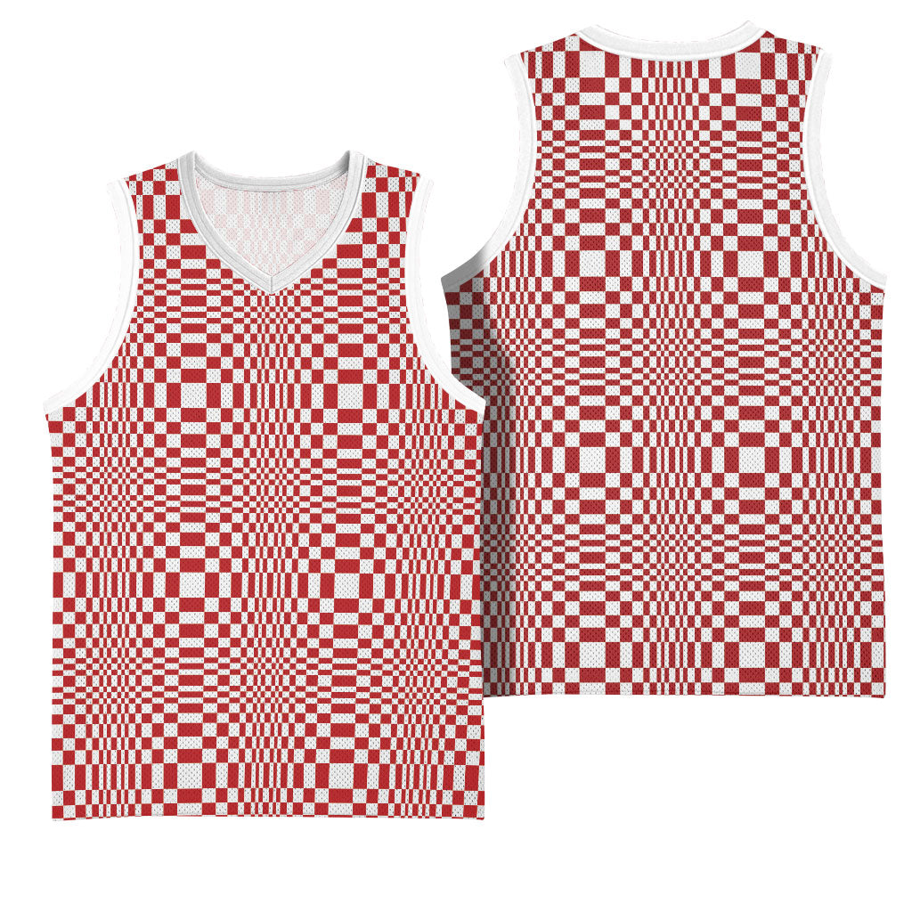 Red White Filipino Binakol Motifs Basketball Jersey Mabuhay Philippines Festival Kusikus Pattern LT14 - Polynesian Pride