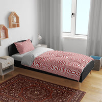 Red White Filipino Binakol Motifs Bedding Set Mabuhay Philippines Festival Kusikus Pattern LT14 - Polynesian Pride
