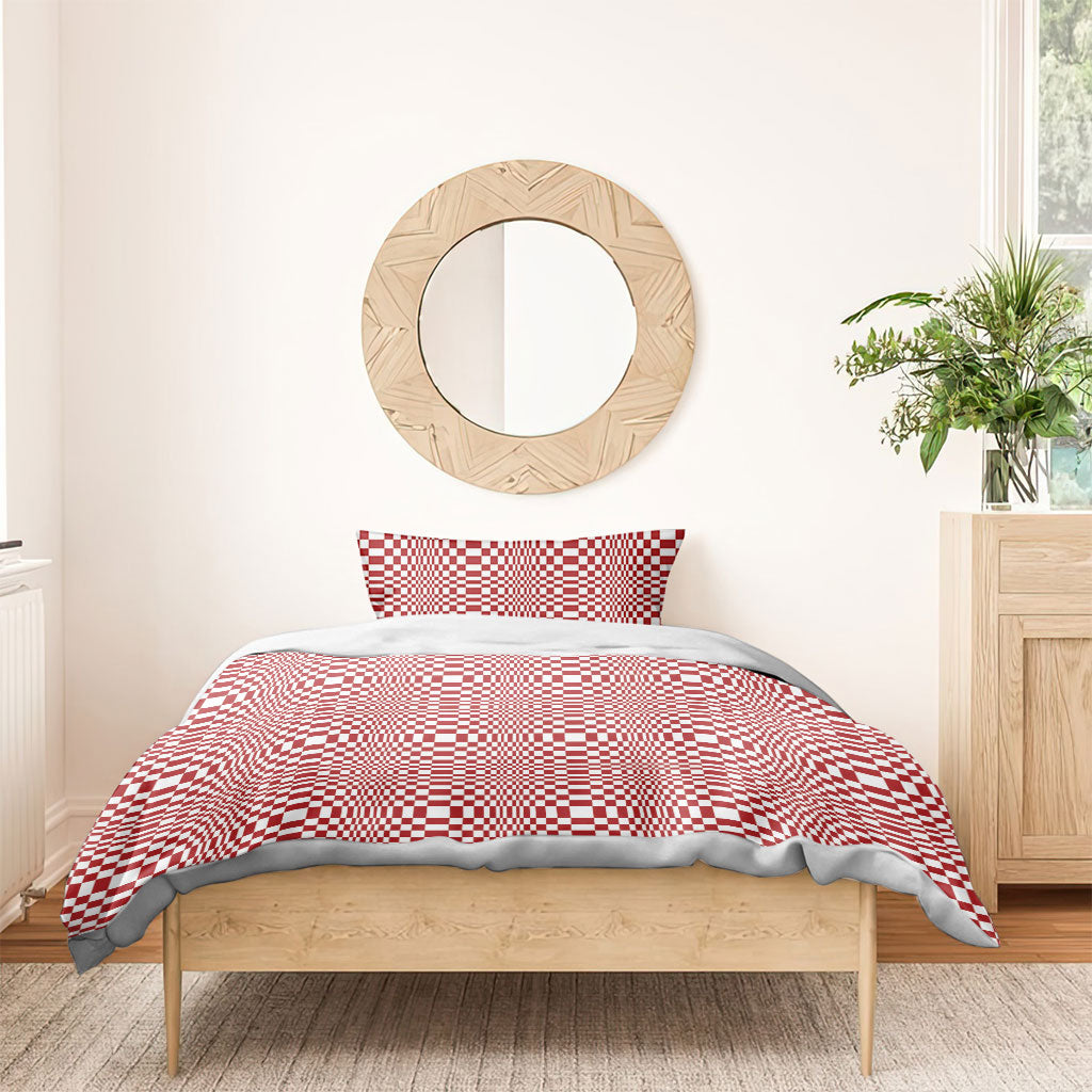 Red White Filipino Binakol Motifs Bedding Set Mabuhay Philippines Festival Kusikus Pattern LT14 - Polynesian Pride