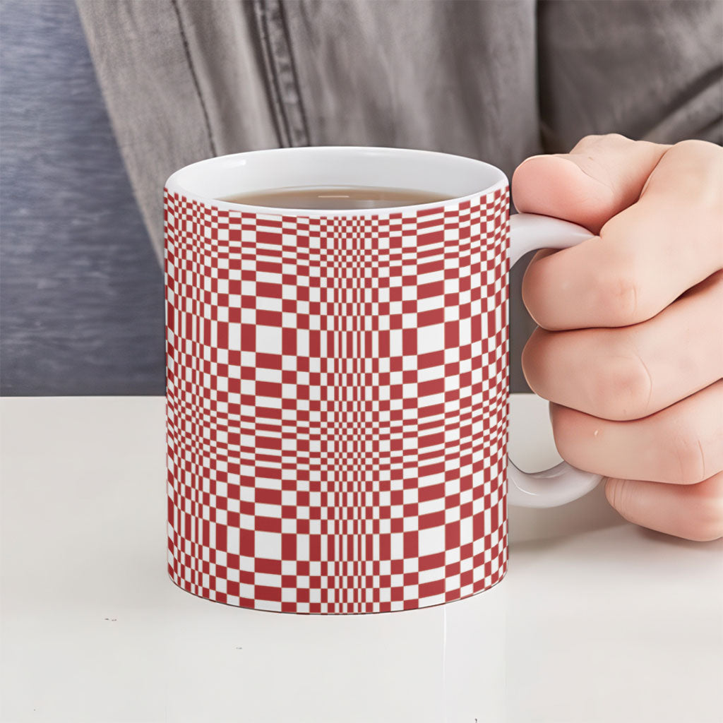 Red White Filipino Binakol Motifs Ceramic Mug Mabuhay Philippines Festival Kusikus Pattern LT14 - Polynesian Pride