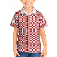 Red White Filipino Binakol Motifs Kid Hawaiian Shirt Mabuhay Philippines Festival Kusikus Pattern LT14 Kid Red - Polynesian Pride