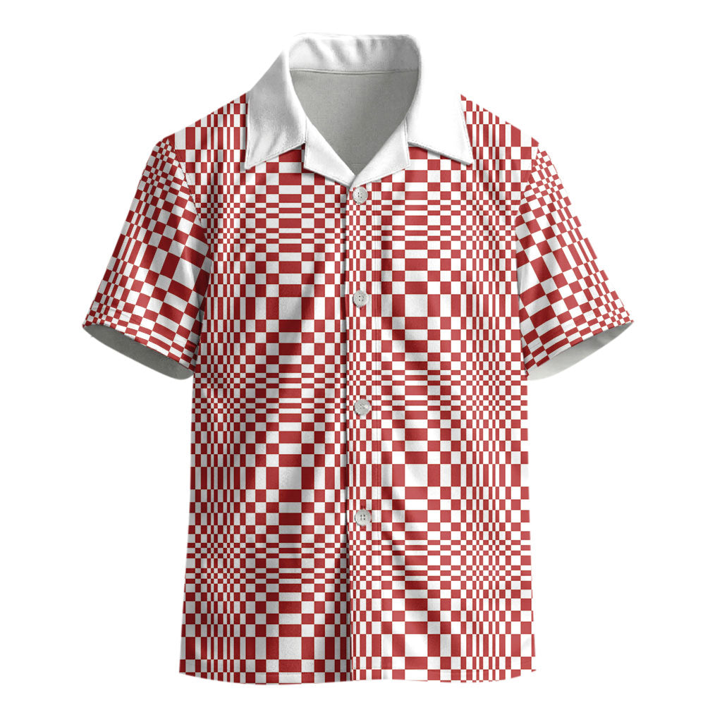 Red White Filipino Binakol Motifs Kid Hawaiian Shirt Mabuhay Philippines Festival Kusikus Pattern LT14 - Polynesian Pride