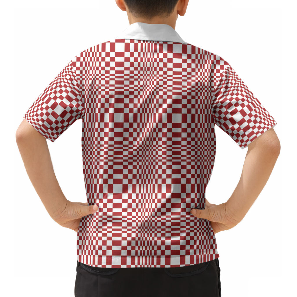 Red White Filipino Binakol Motifs Kid Hawaiian Shirt Mabuhay Philippines Festival Kusikus Pattern LT14 - Polynesian Pride