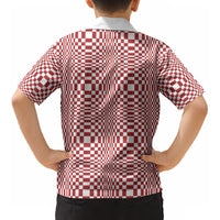 Red White Filipino Binakol Motifs Kid Hawaiian Shirt Mabuhay Philippines Festival Kusikus Pattern LT14 - Polynesian Pride