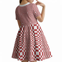 Red White Filipino Binakol Motifs Kid Short Sleeve Dress Mabuhay Philippines Festival Kusikus Pattern LT14 - Polynesian Pride