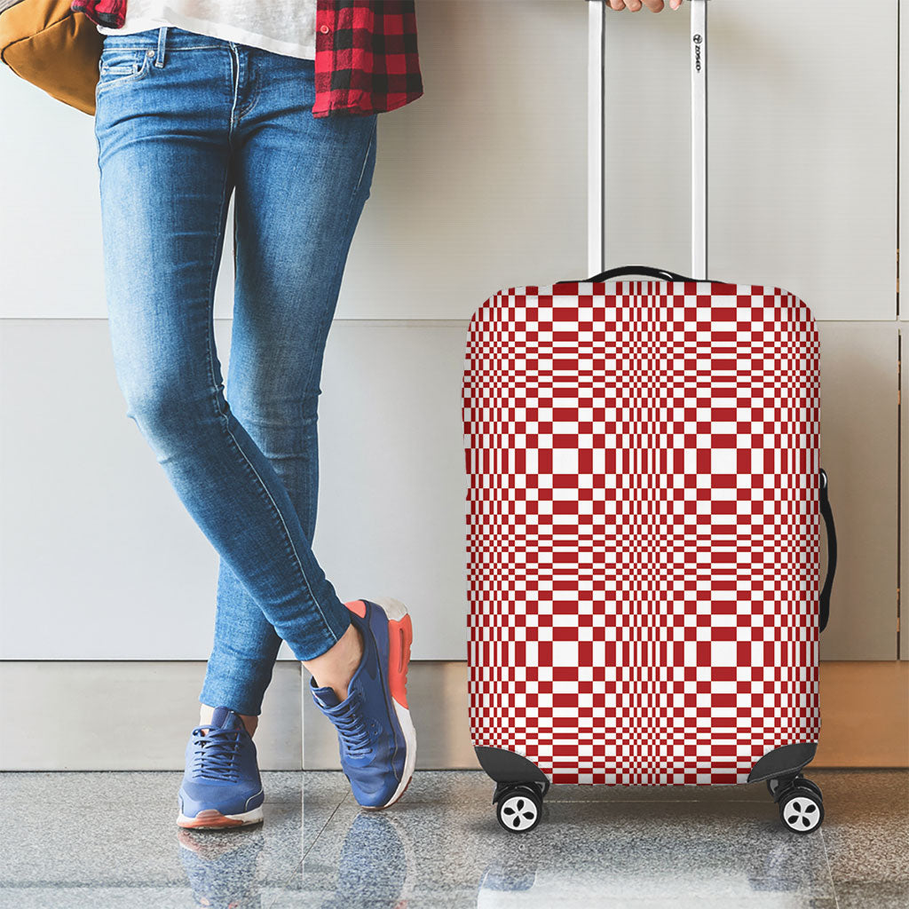 Red White Filipino Binakol Motifs Luggage Cover Mabuhay Philippines Festival Kusikus Pattern LT14 - Polynesian Pride
